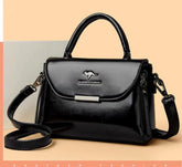 حقيبة يد نسائية متوسطة الحجم بمساحات منظمة لون اسود - KSA